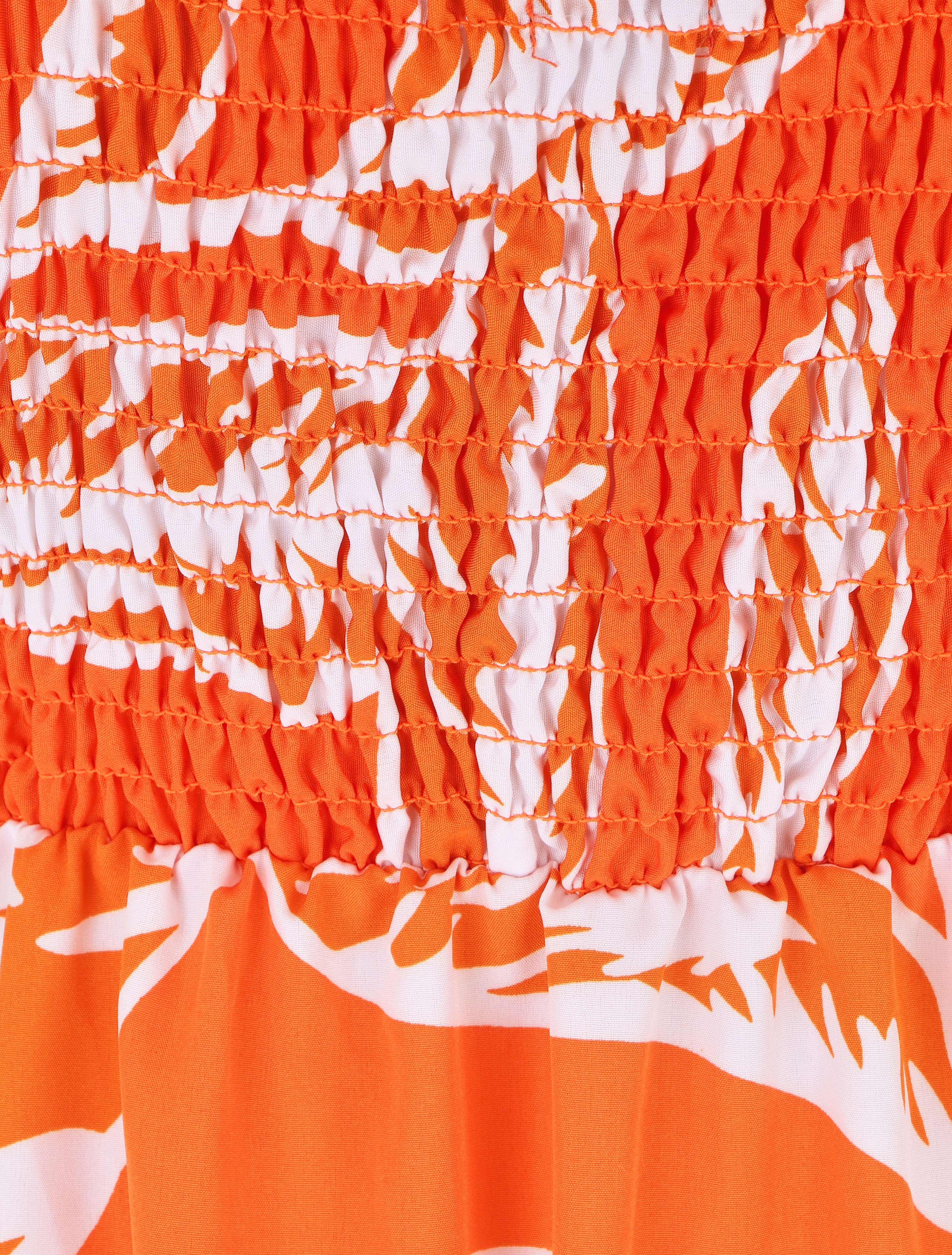 Robe à bretelles style cordes imprimé grandes feuilles - Orange - 4