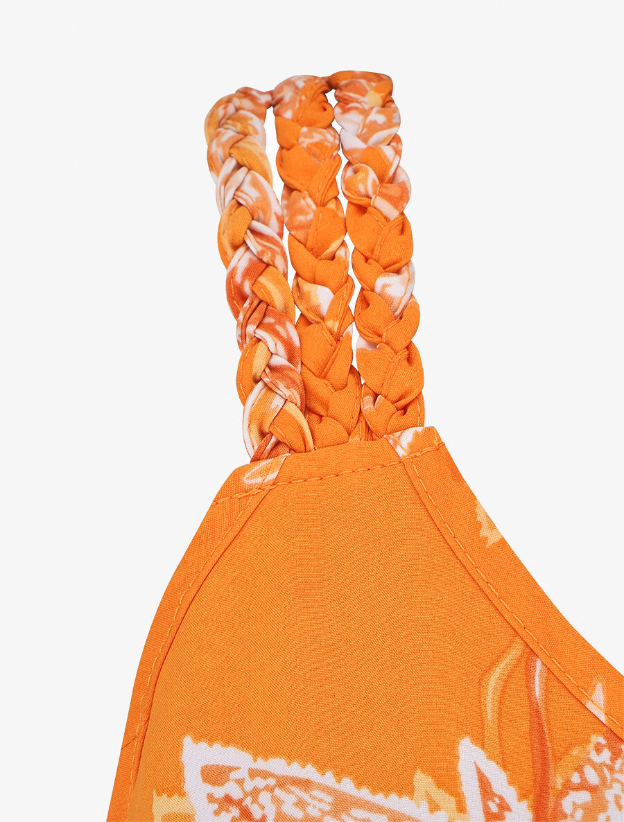 Robe longue droite à imprimé fleurs - Orange - 3