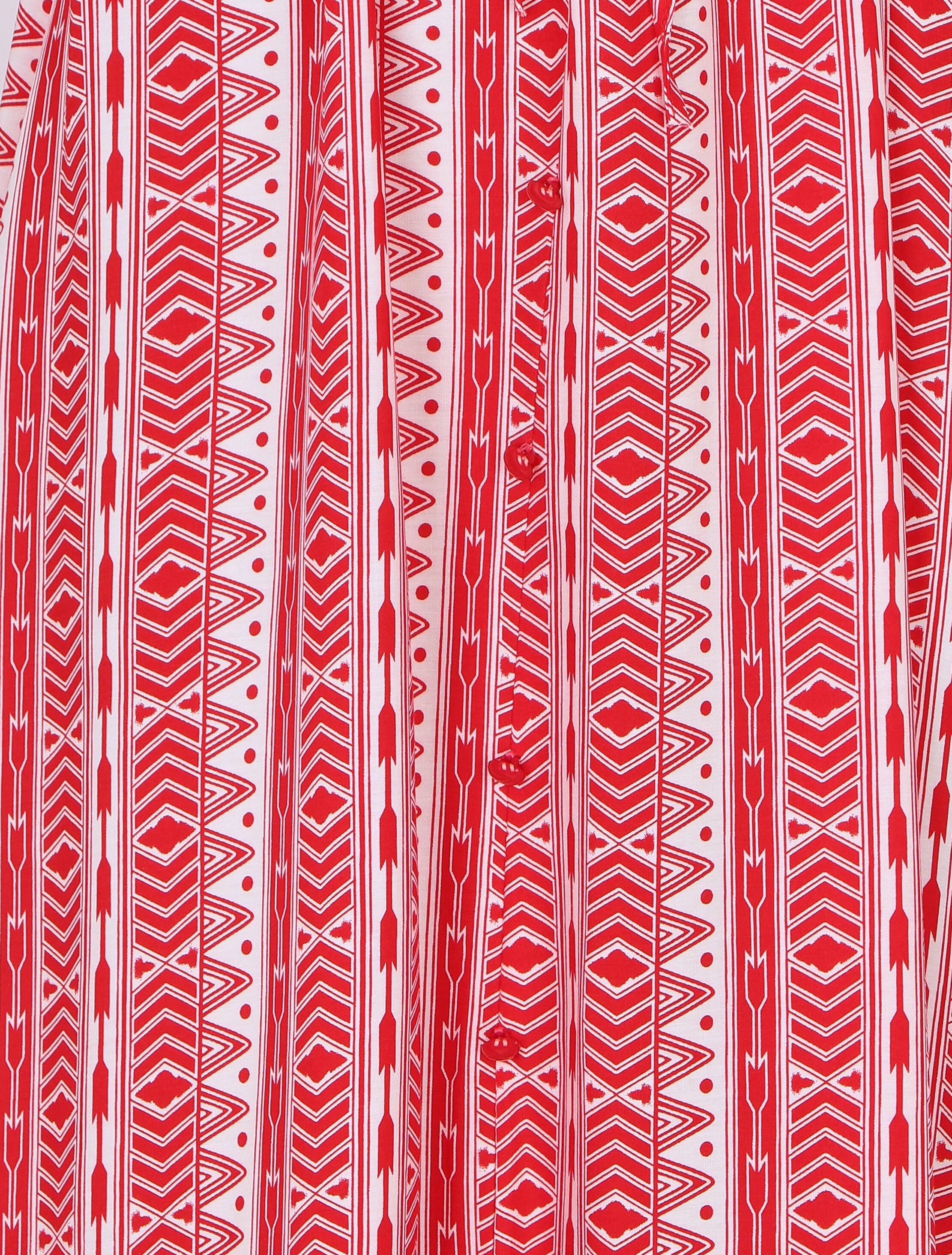 Robe longue imprimé graphique à manches 3/4 - Rouge - 3