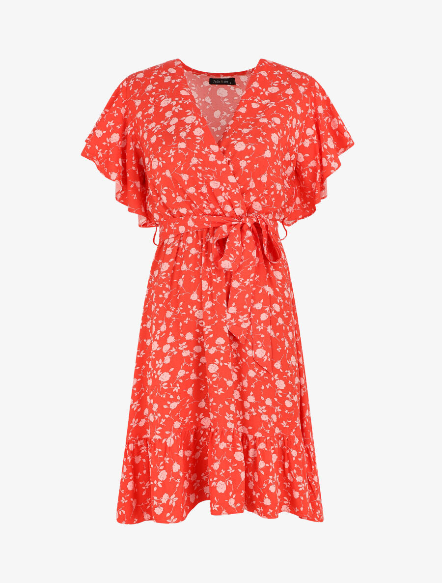 Robe mi-longue coupe patineuse - Rouge - 1