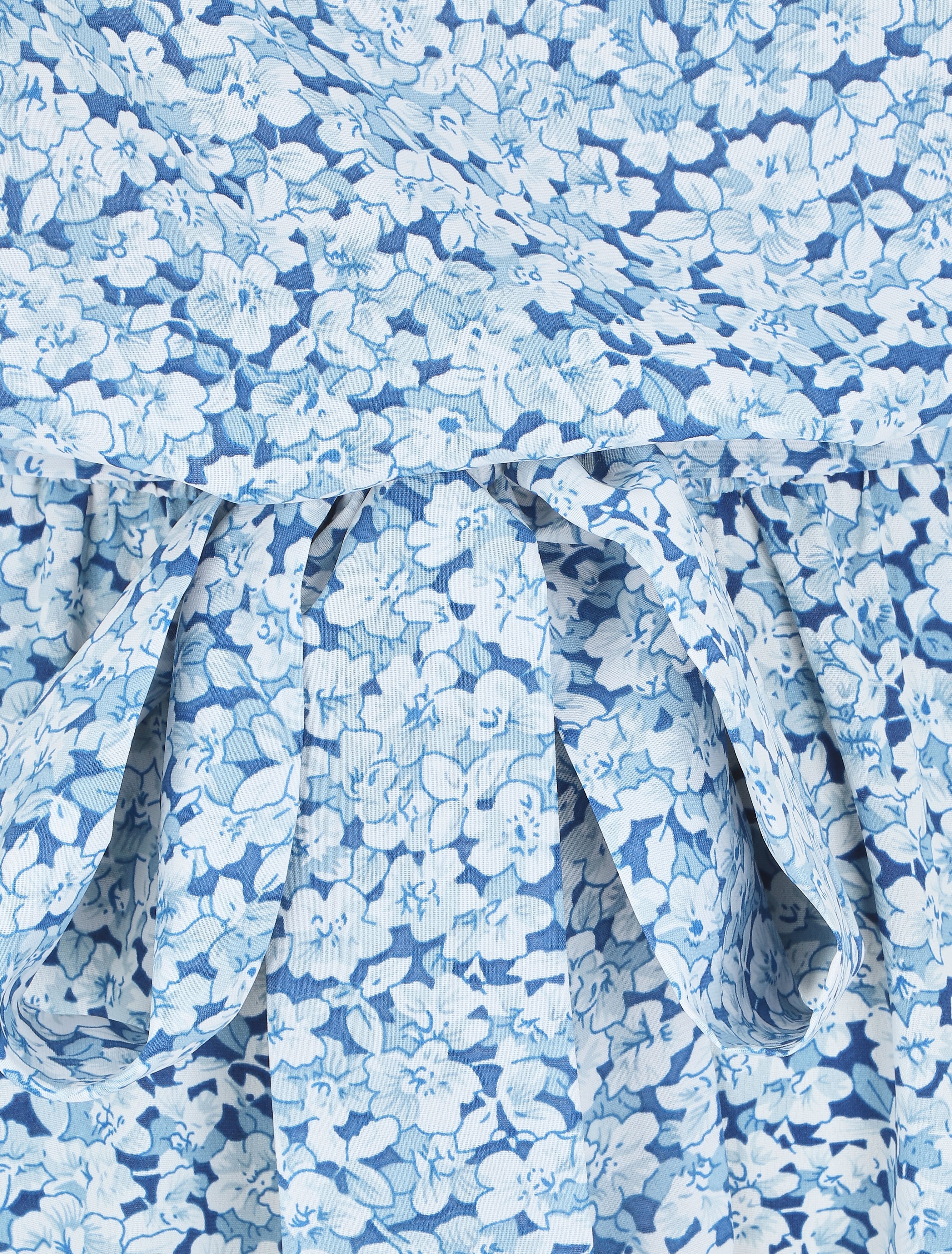 Combishort fleuri fluide à mancherons volantés - Bleu - 3