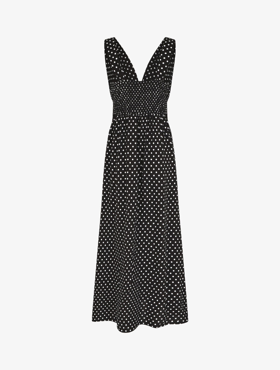 Robe longue à pois sans manches - Noir - 2