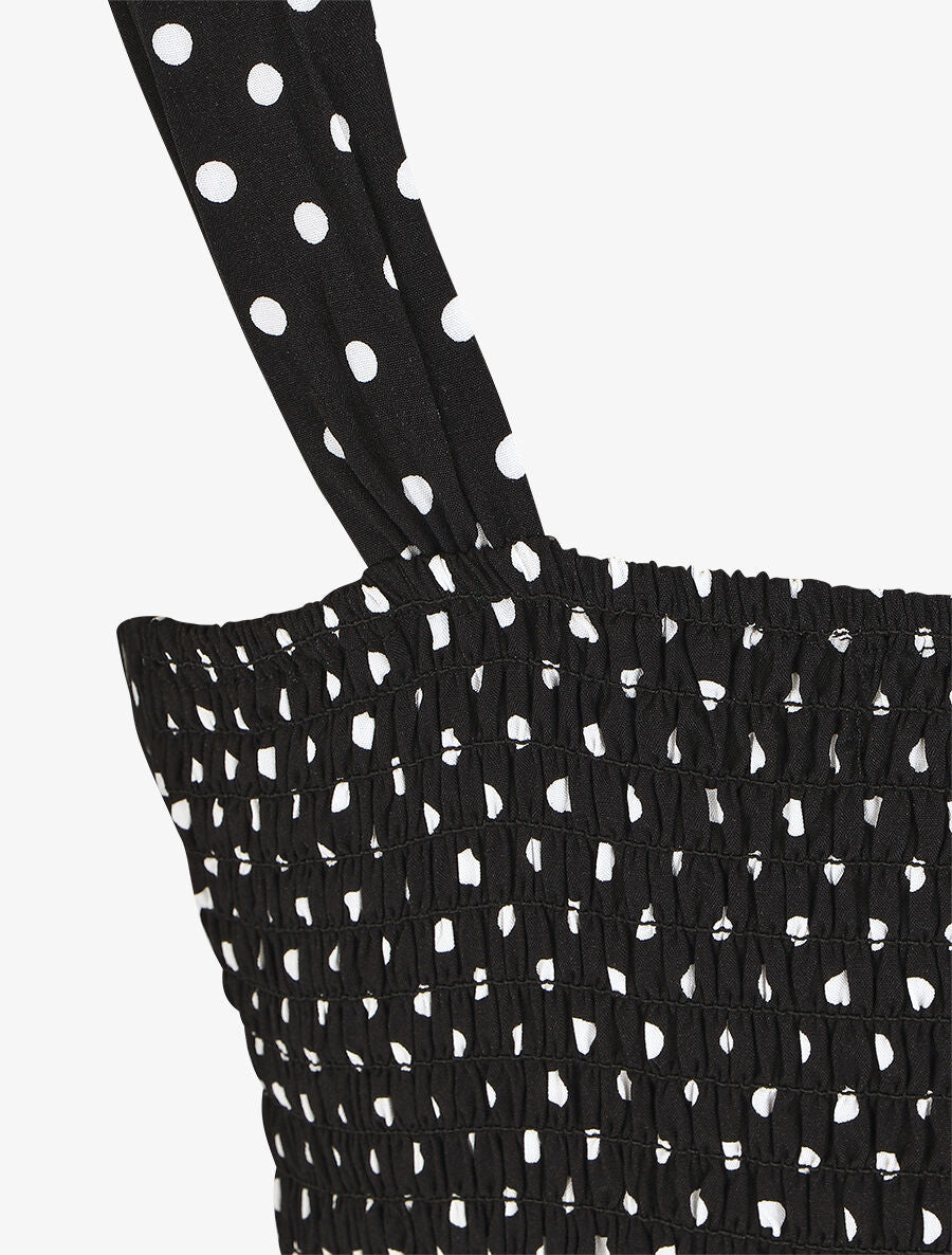 Robe longue à pois sans manches - Noir - 3