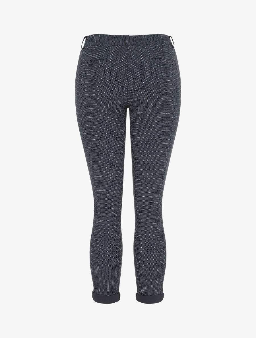 Pantalon droit taille haute imprimé petits points - Marine - 2