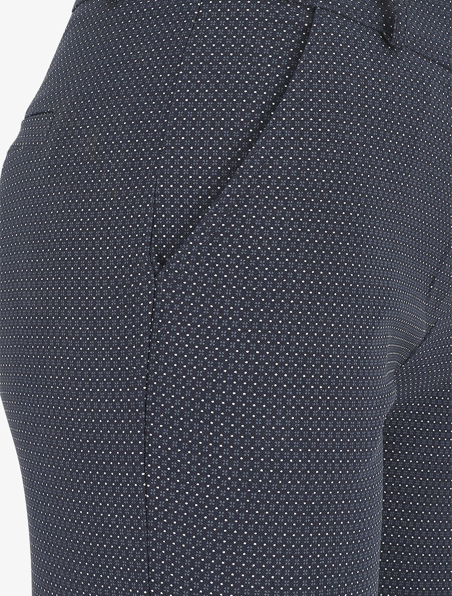 Pantalon droit taille haute imprimé petits points - Marine - 3