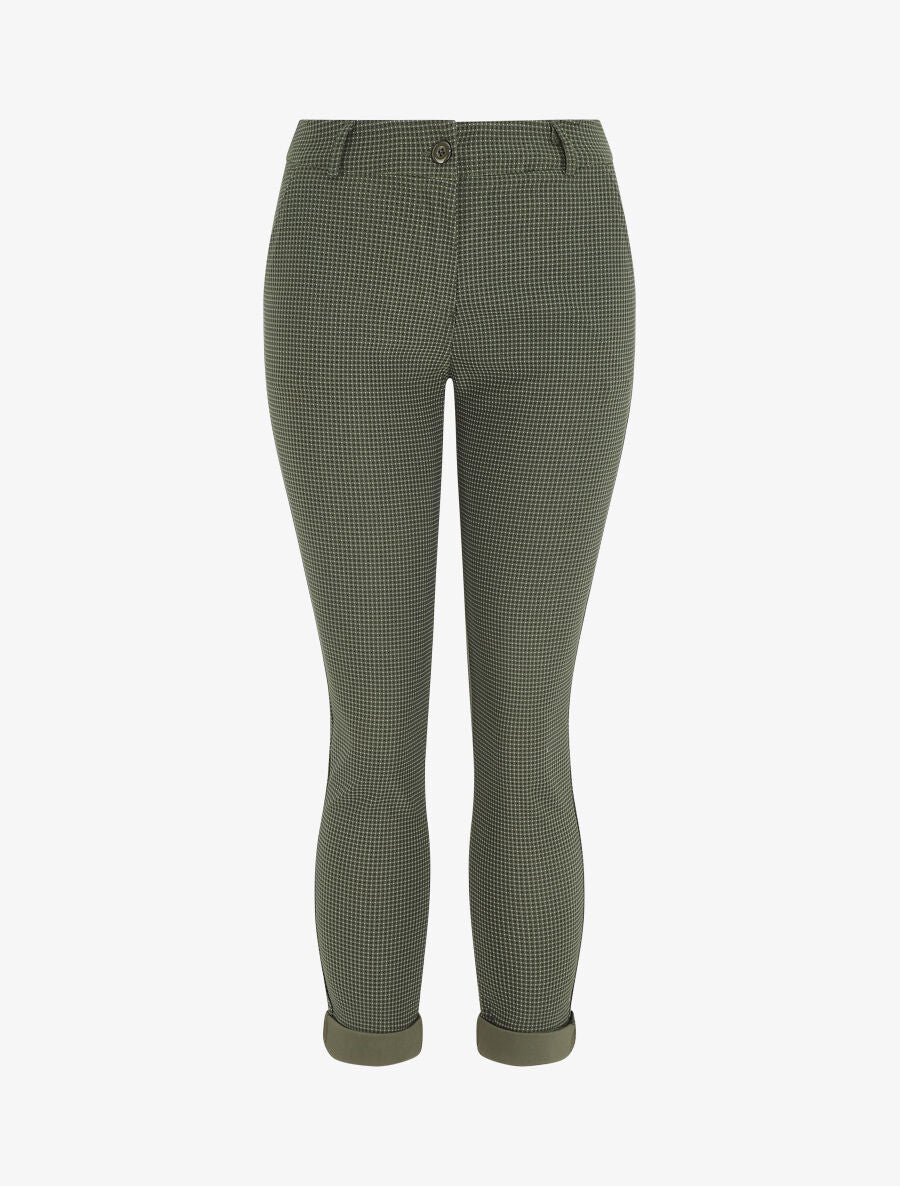 Pantalon droit taille haute imprimé petits points - Kaki - 5