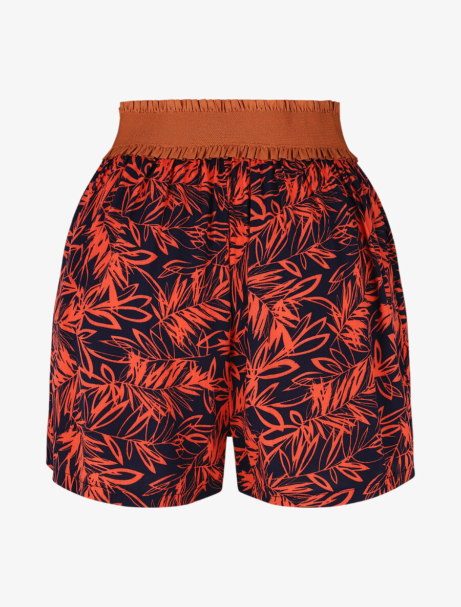 Short à taille haute style corset imprimé tropical - Rouge - 2