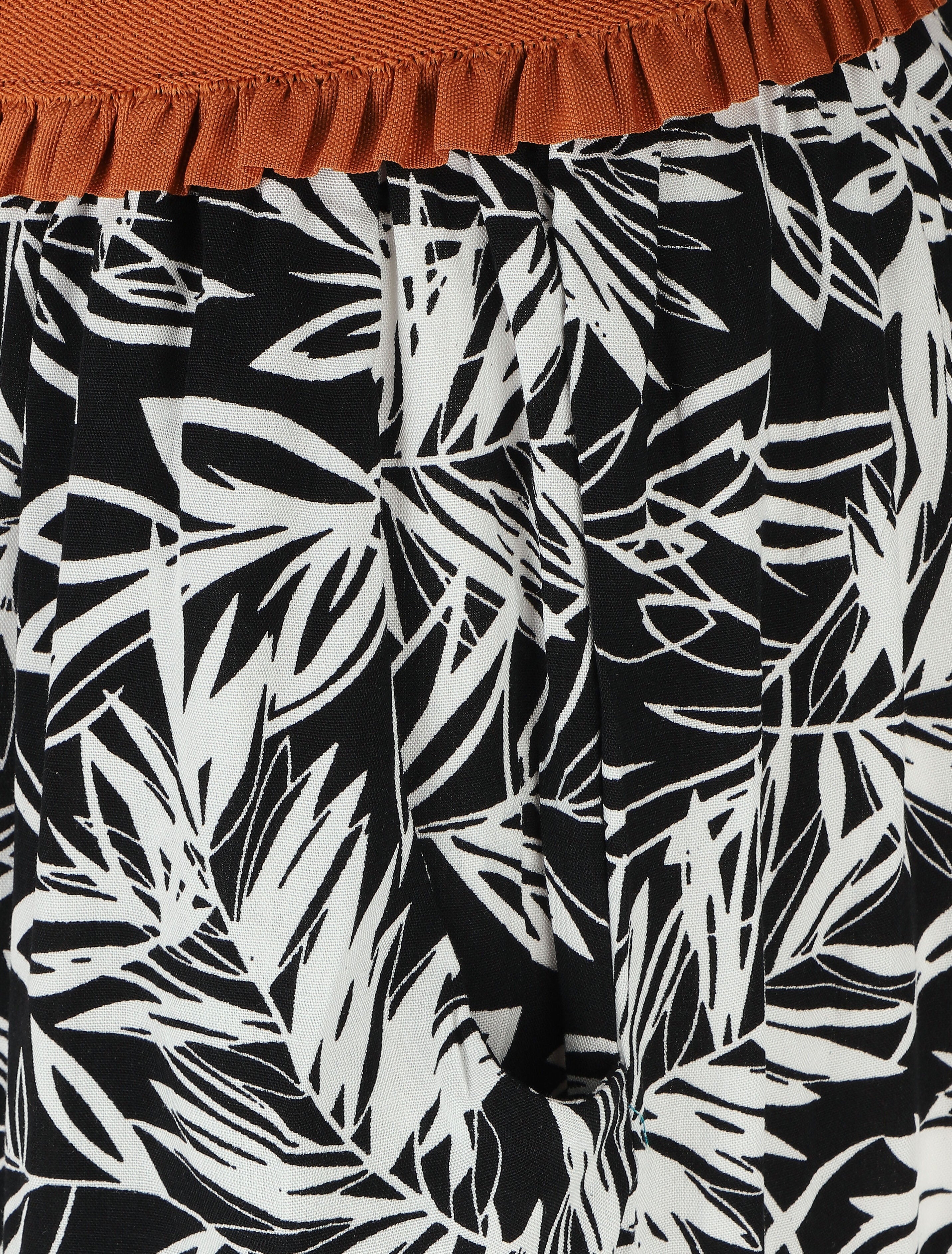 Short à taille haute style corset imprimé tropical - Noir - 3