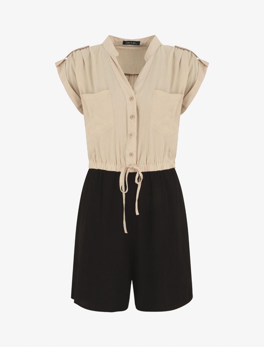 Combishort bicolore fluide - Beige - 1