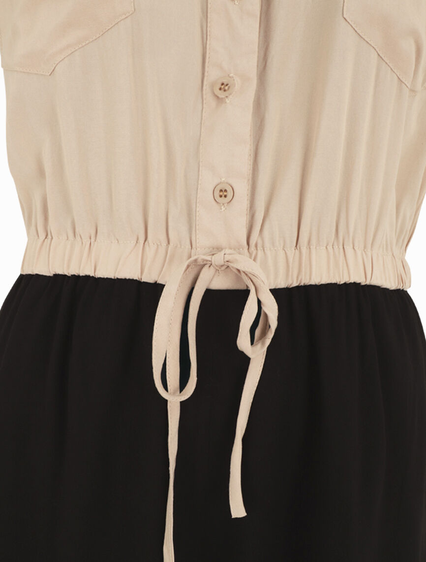 Combishort bicolore fluide - Beige - 3