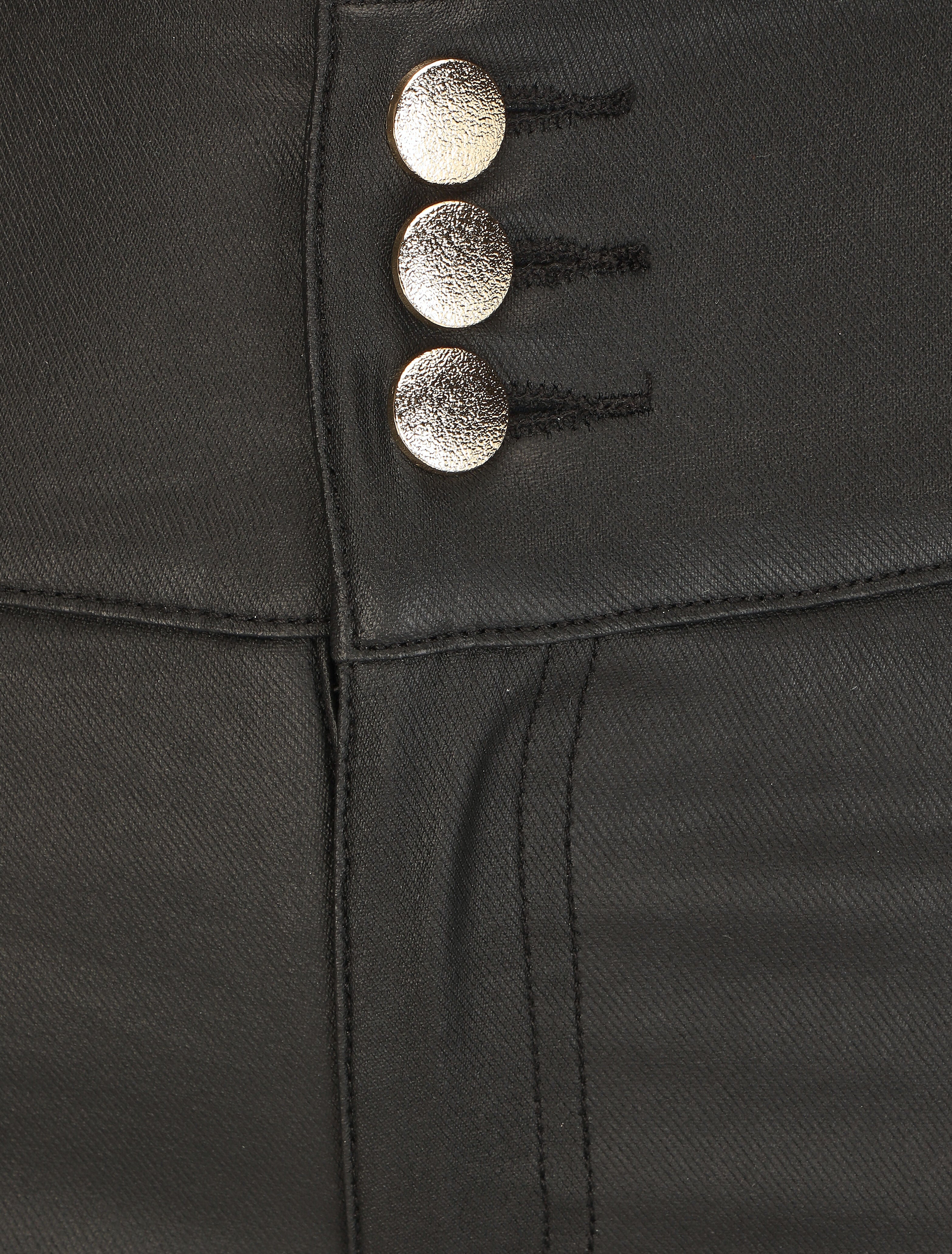 Pantalon slim taille haute effet ciré - Noir - 3