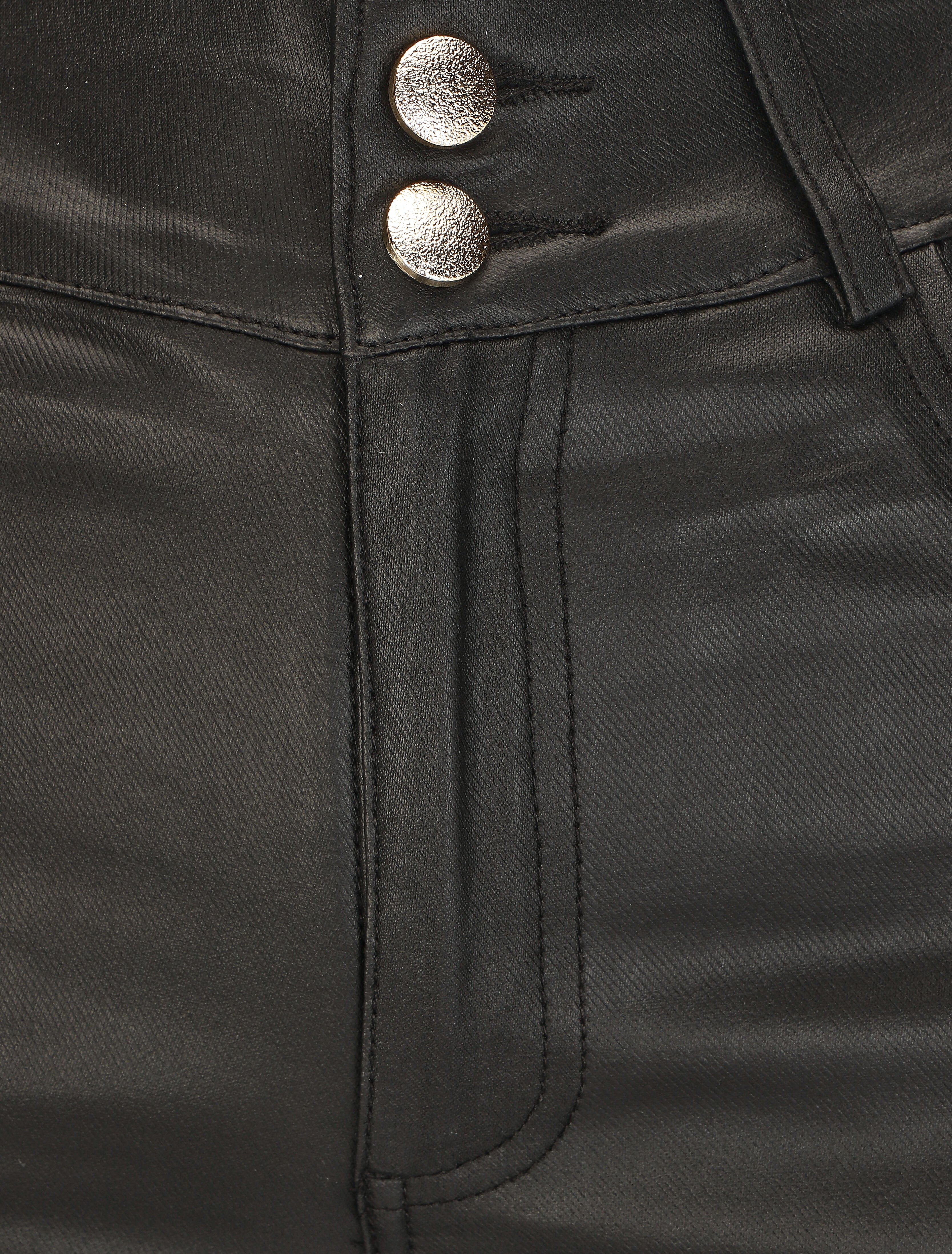 Pantalon taille haute en simili - Noir - 3
