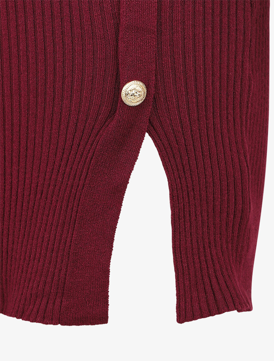 Robe côtelée moulante col cache-coeur - Bordeaux - 3