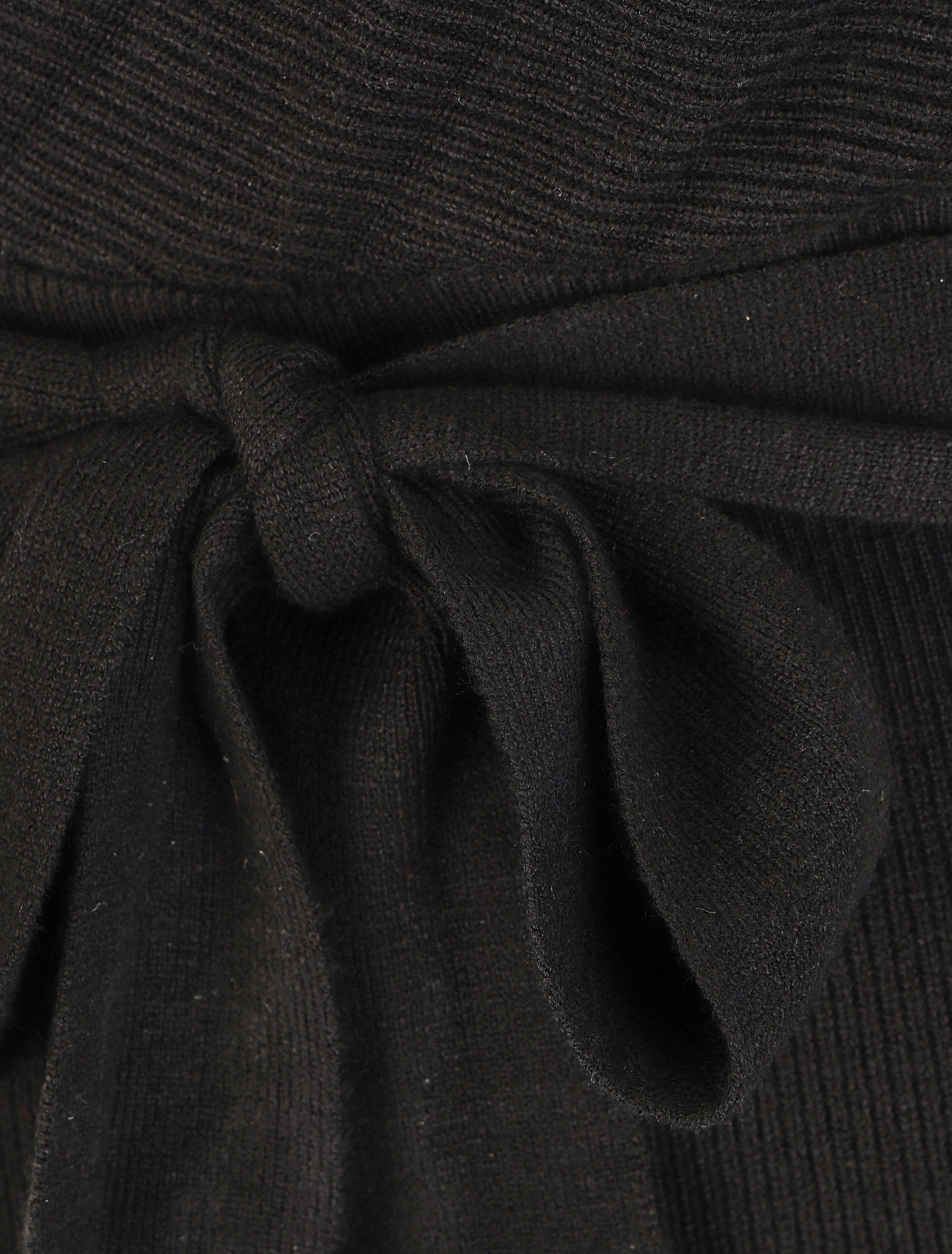 Robe mi-longue en maille à manches longues - Noir - 3