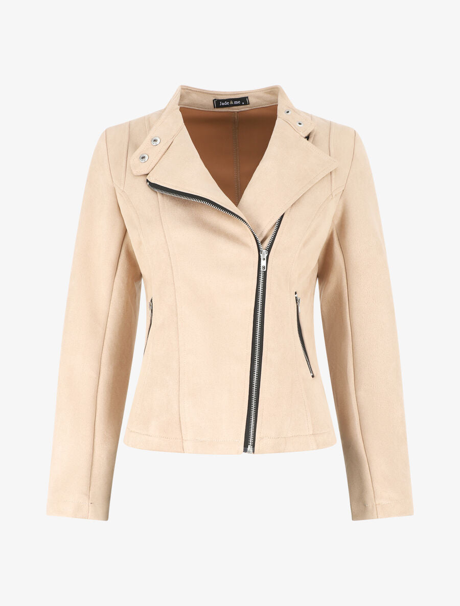 Veste droite en suédine - Beige - 4