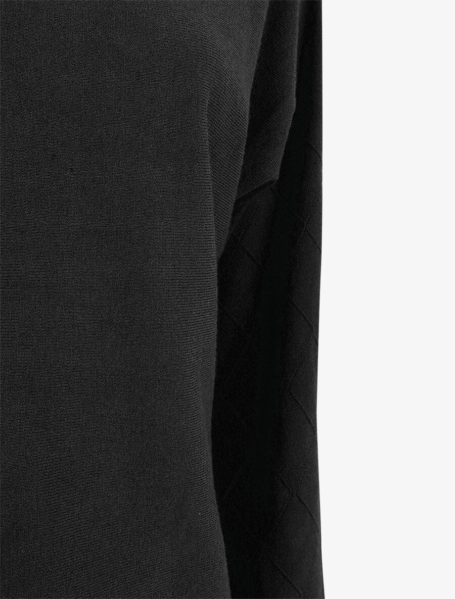 Pull uni à manches et imprimé losanges - Noir - 3