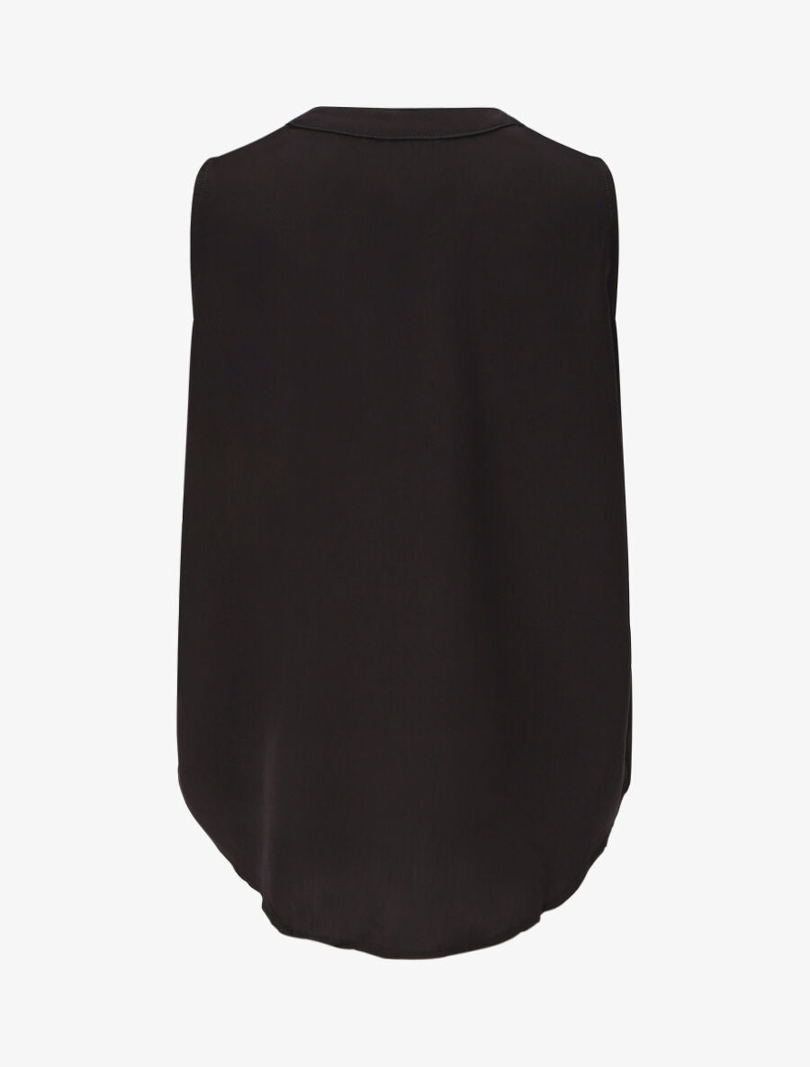 Top uni sans manches à détail stylisé - Noir - 2