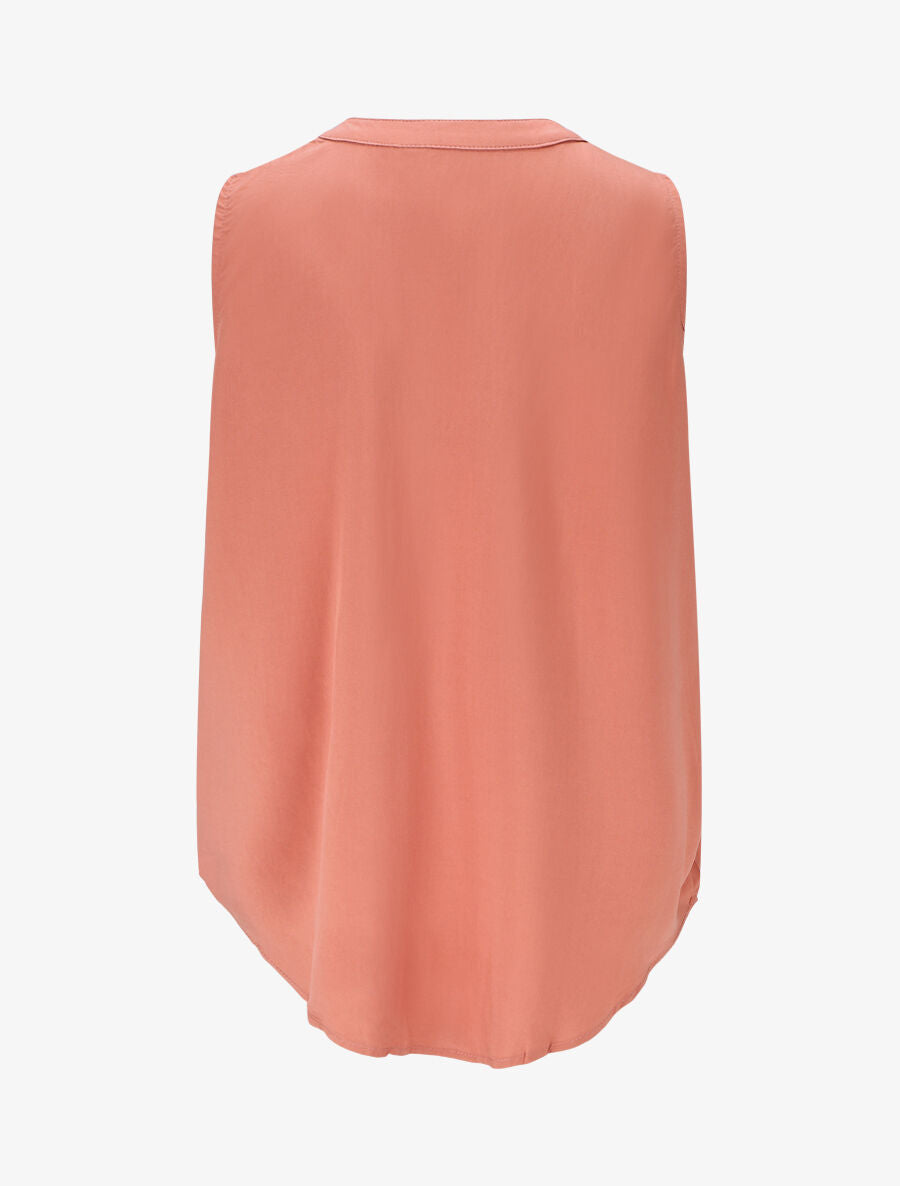 Top uni sans manches à détail stylisé - Corail - 2