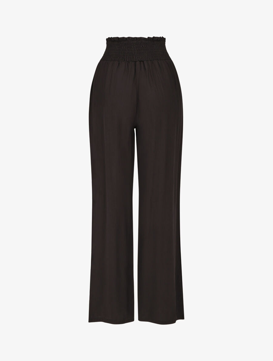 Pantalon fluide uni à poches - Noir - 2