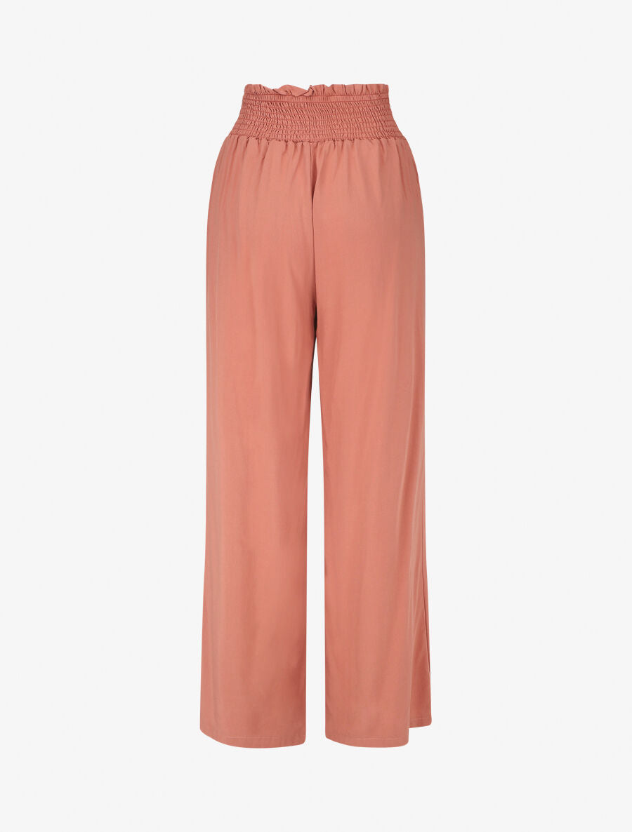Pantalon fluide uni à poches - Vieux rose - 2