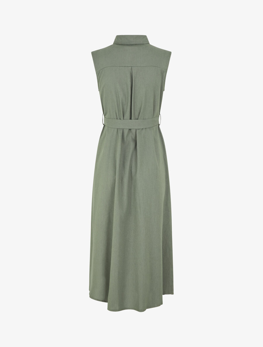 Robe évasée boutonnée à poches - Kaki - 2