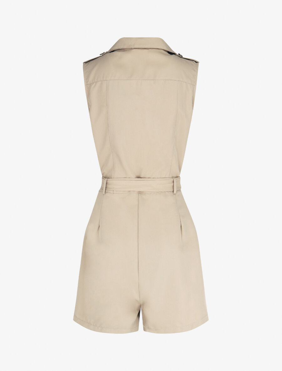 Combishort droite uni sans manches - Beige - 2