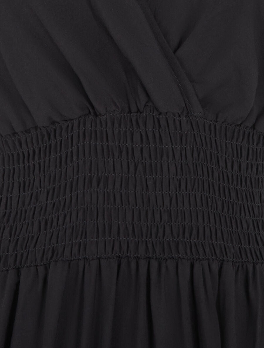 Robe longue élastiquée et liens à nouer - Noir - 3