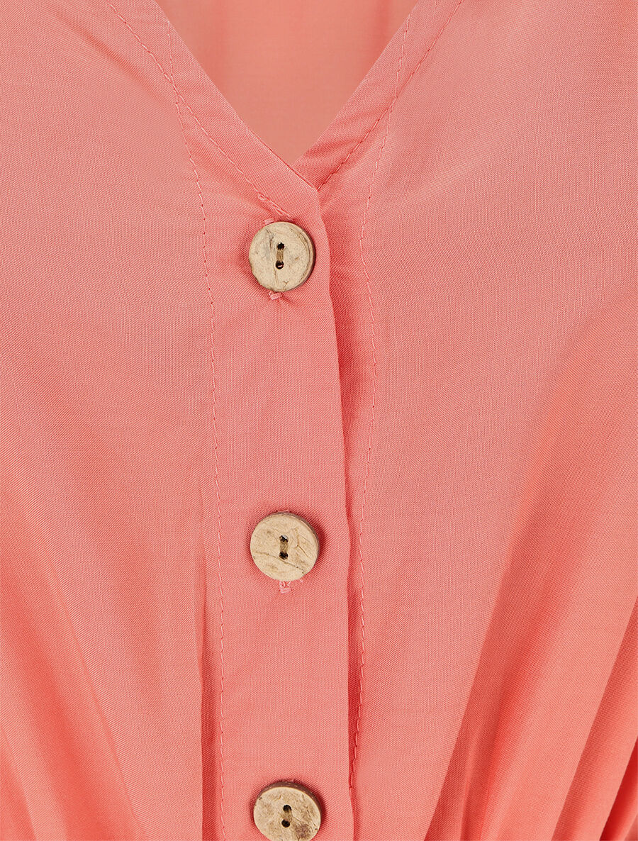 Robe mi-longue unie - Corail - 3