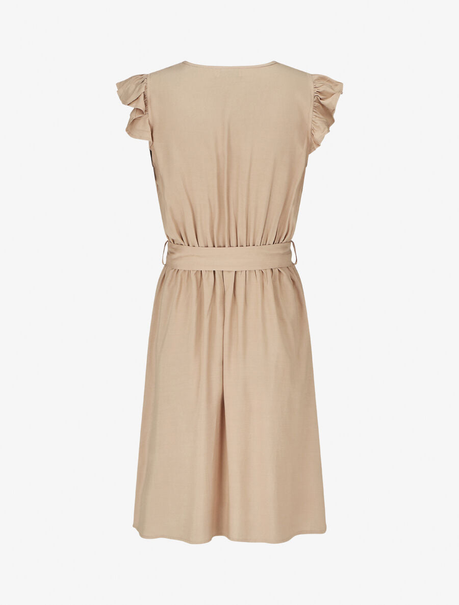 Robe mi-longue unie - Beige - 2