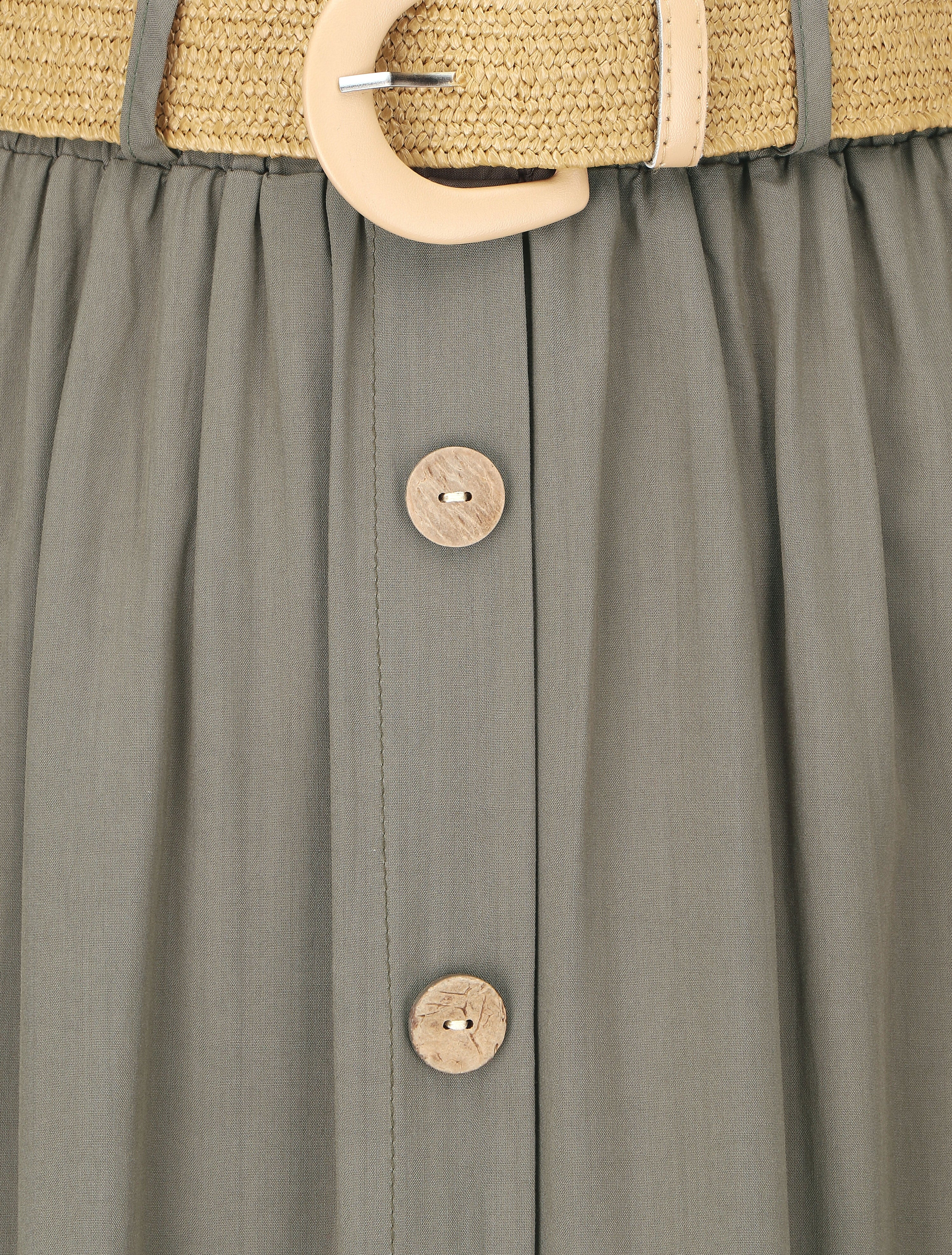 Jupe longue à boutons décoratifs - Kaki - 3