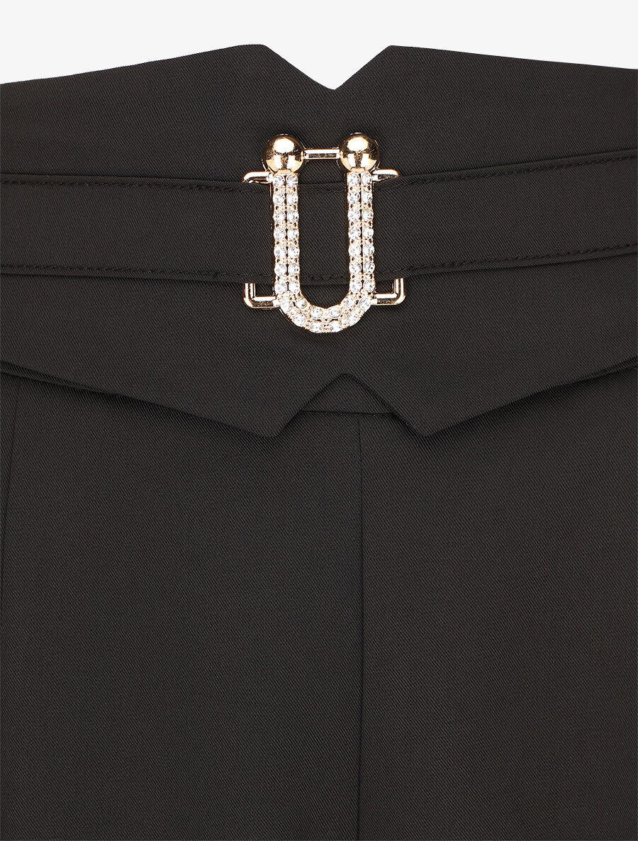 Pantalon ample taille haute à boucle fantaisie - Noir - 3