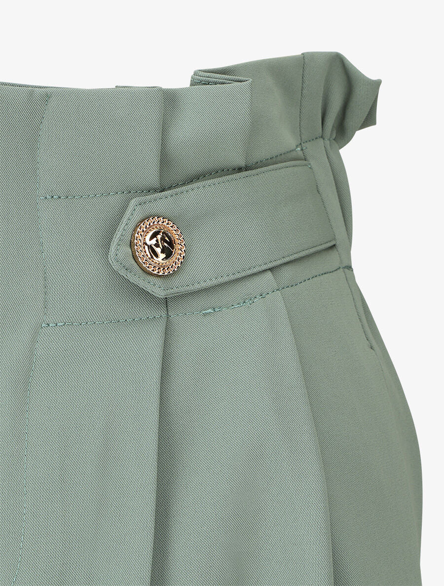 Pantalon ample uni à taille haute - Vert gris - 3