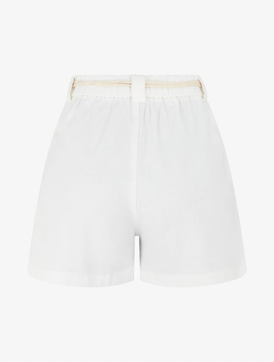 Short élastiqué effet lin - Blanc - 2