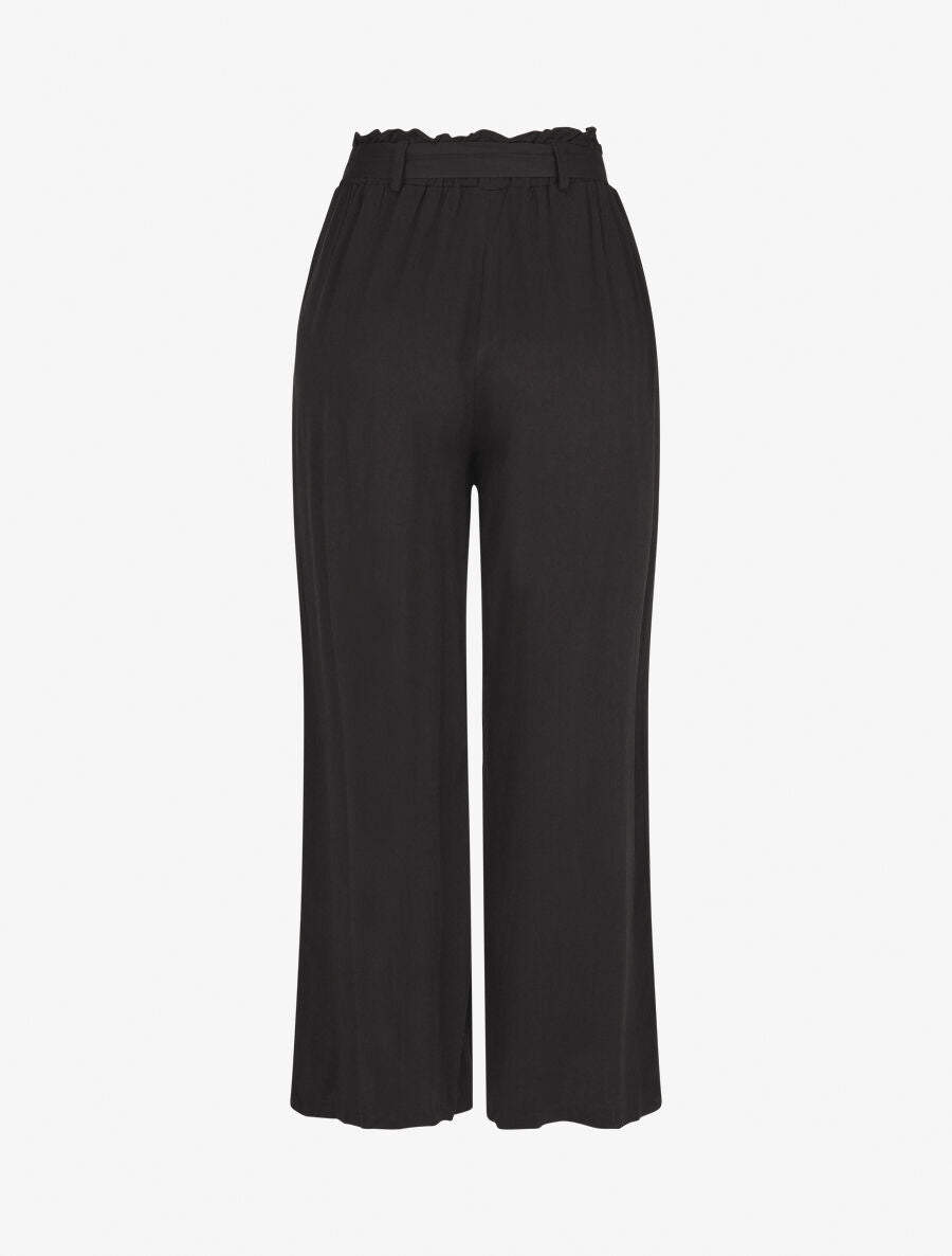 Pantalon uni fluide élastiqué - Noir - 2