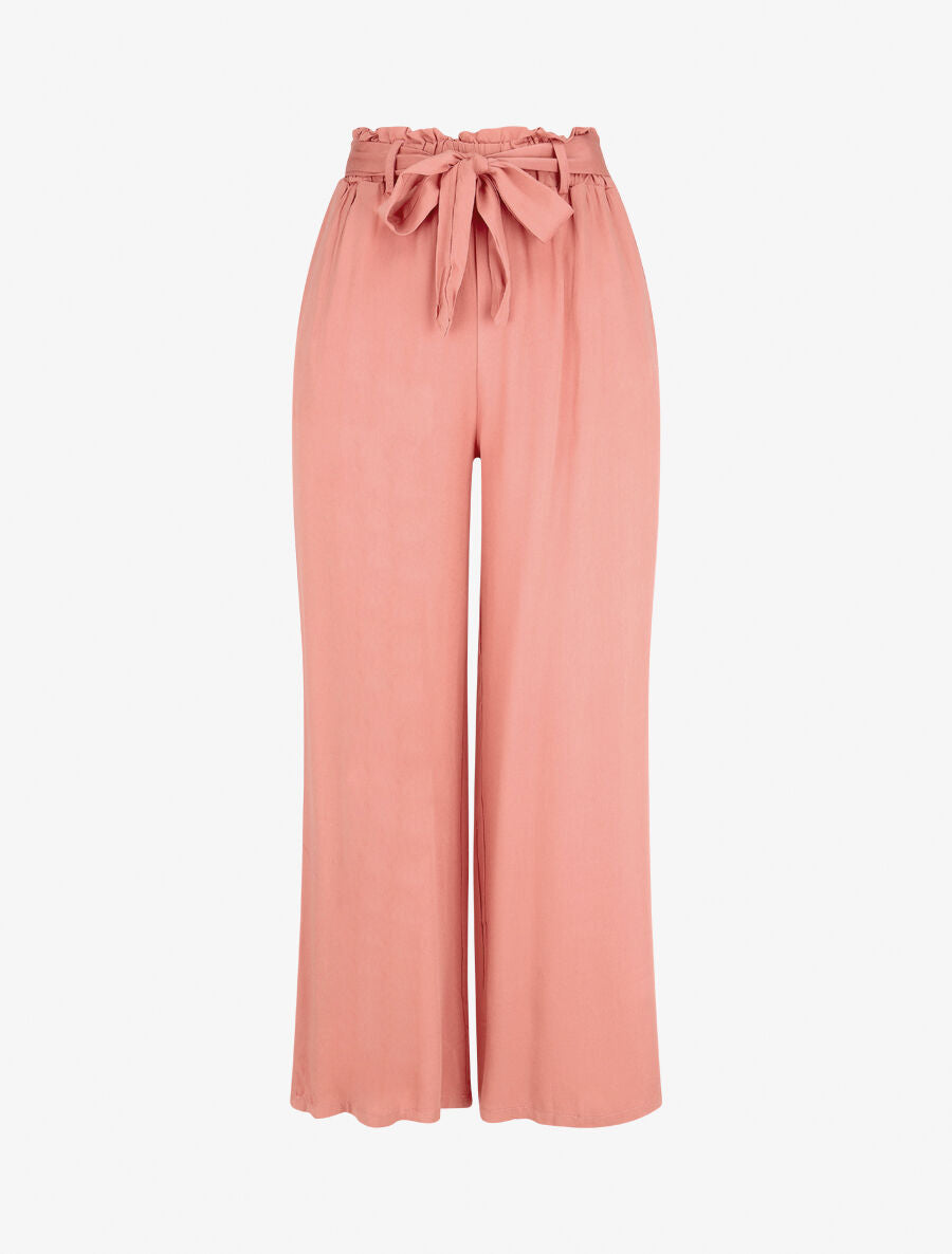 Pantalon uni fluide élastiqué - Corail - 4