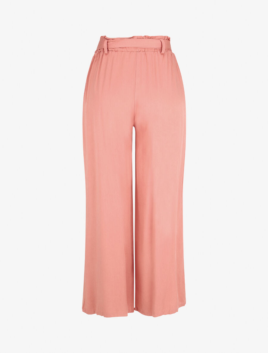 Pantalon uni fluide élastiqué - Corail - 2