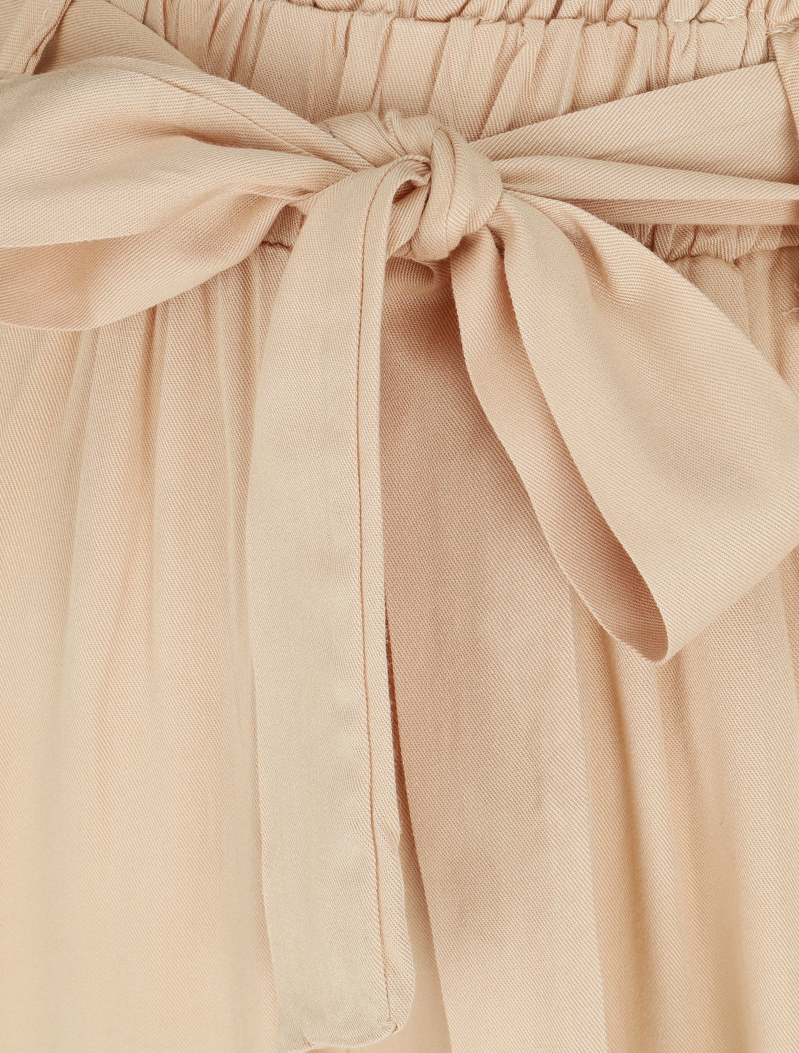 Pantalon uni fluide élastiqué - Beige - 3