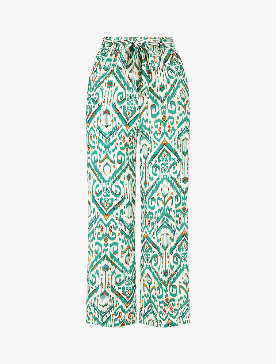 Pantalon fluide à imprimé aztèque - Vert - 4