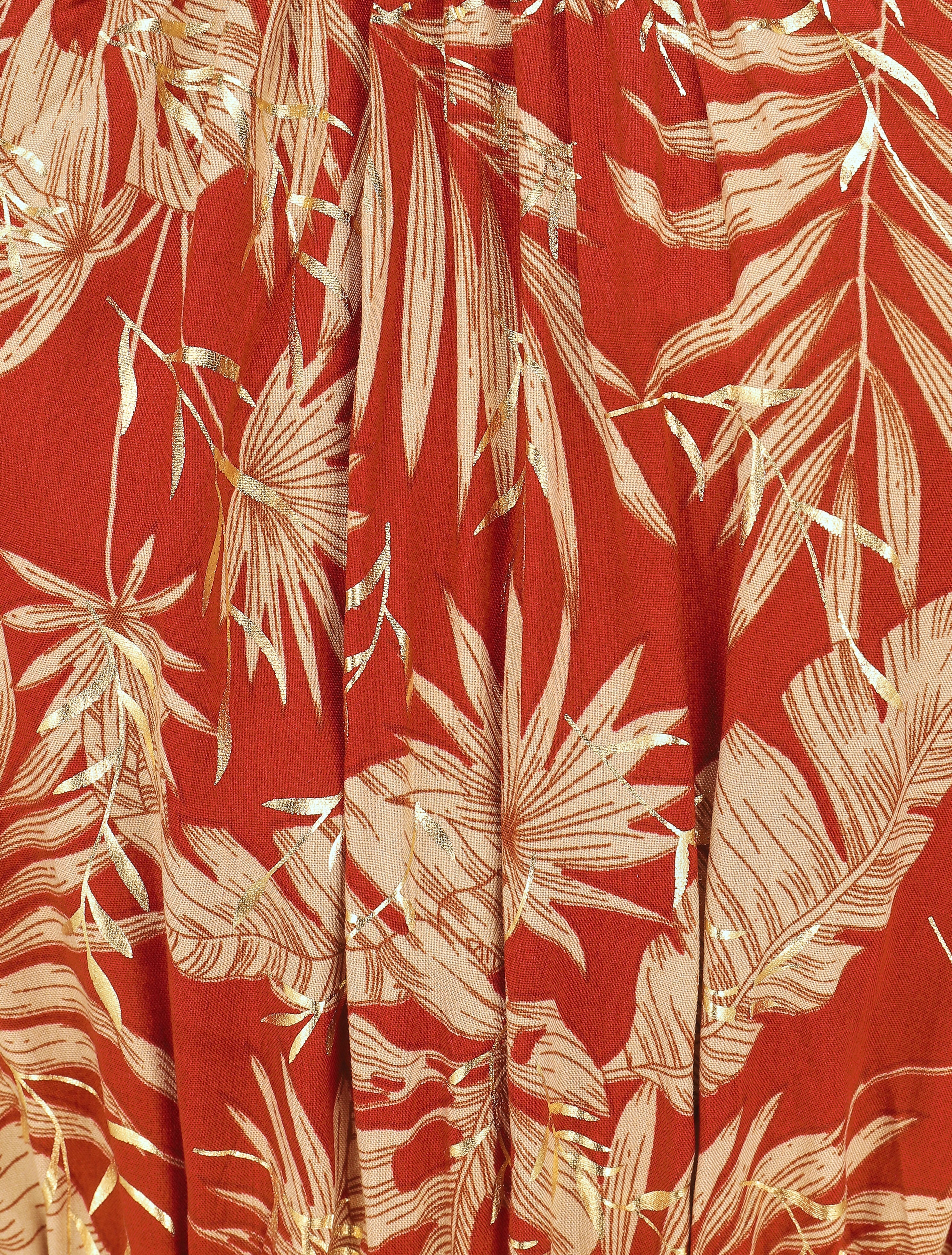 Robe longue imprimé tropical irisé à bretelles - Brique - 3