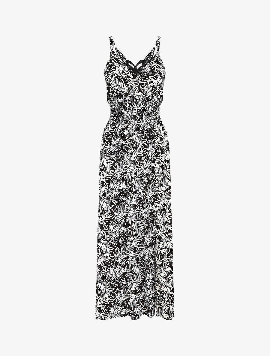 Robe longue fendue à dos ajouré - Noir - 6
