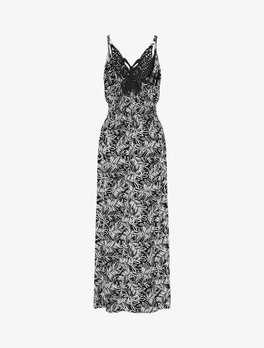 Robe longue fendue à dos ajouré - Noir - 2