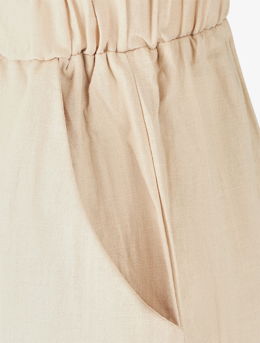 Combishort uni à taille élastiquée - Beige - 3