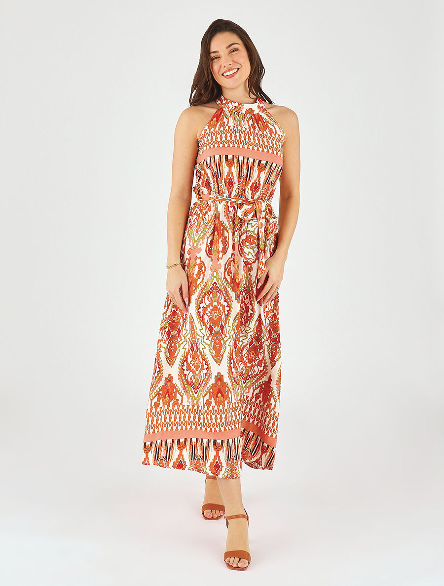 Robe longue à col américain - Blanc - 4