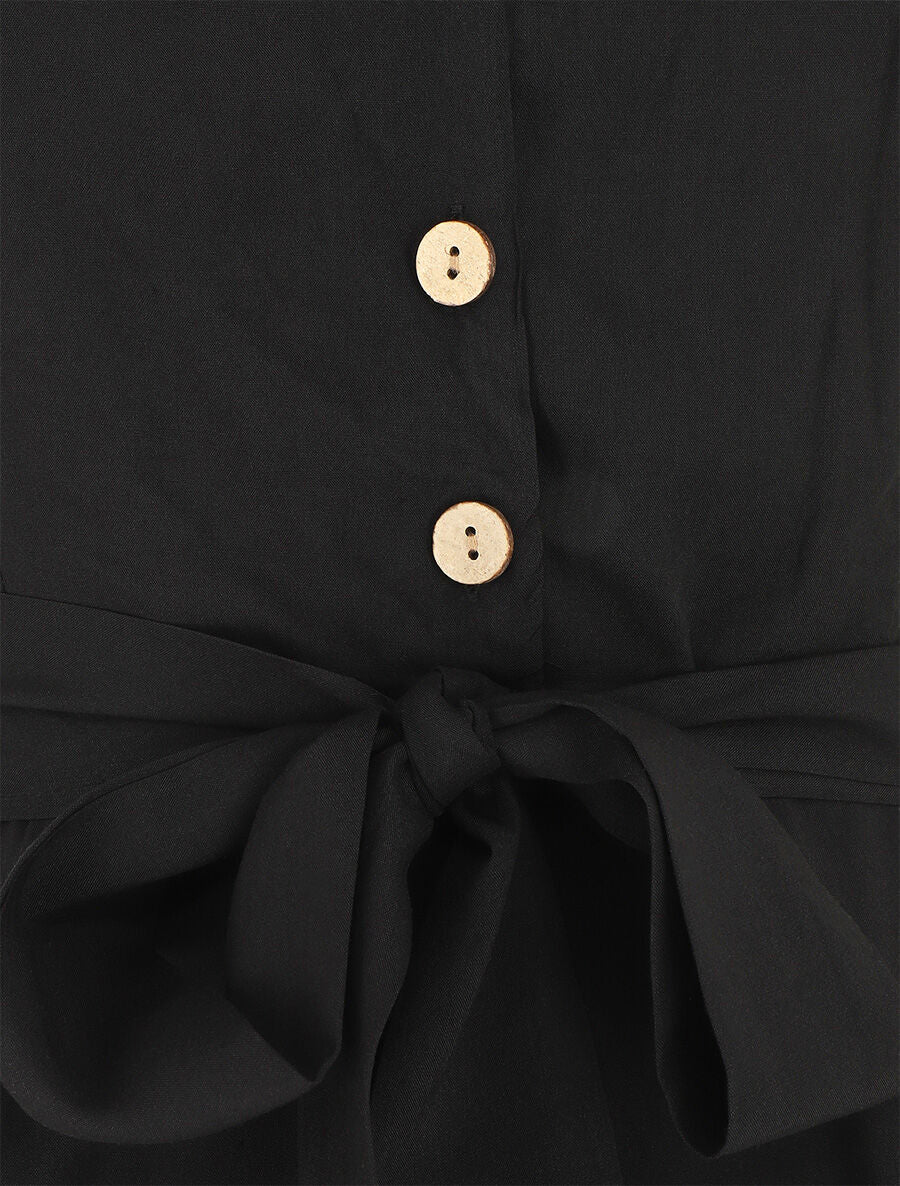 Combishort unie ceinturée - Noir - 3