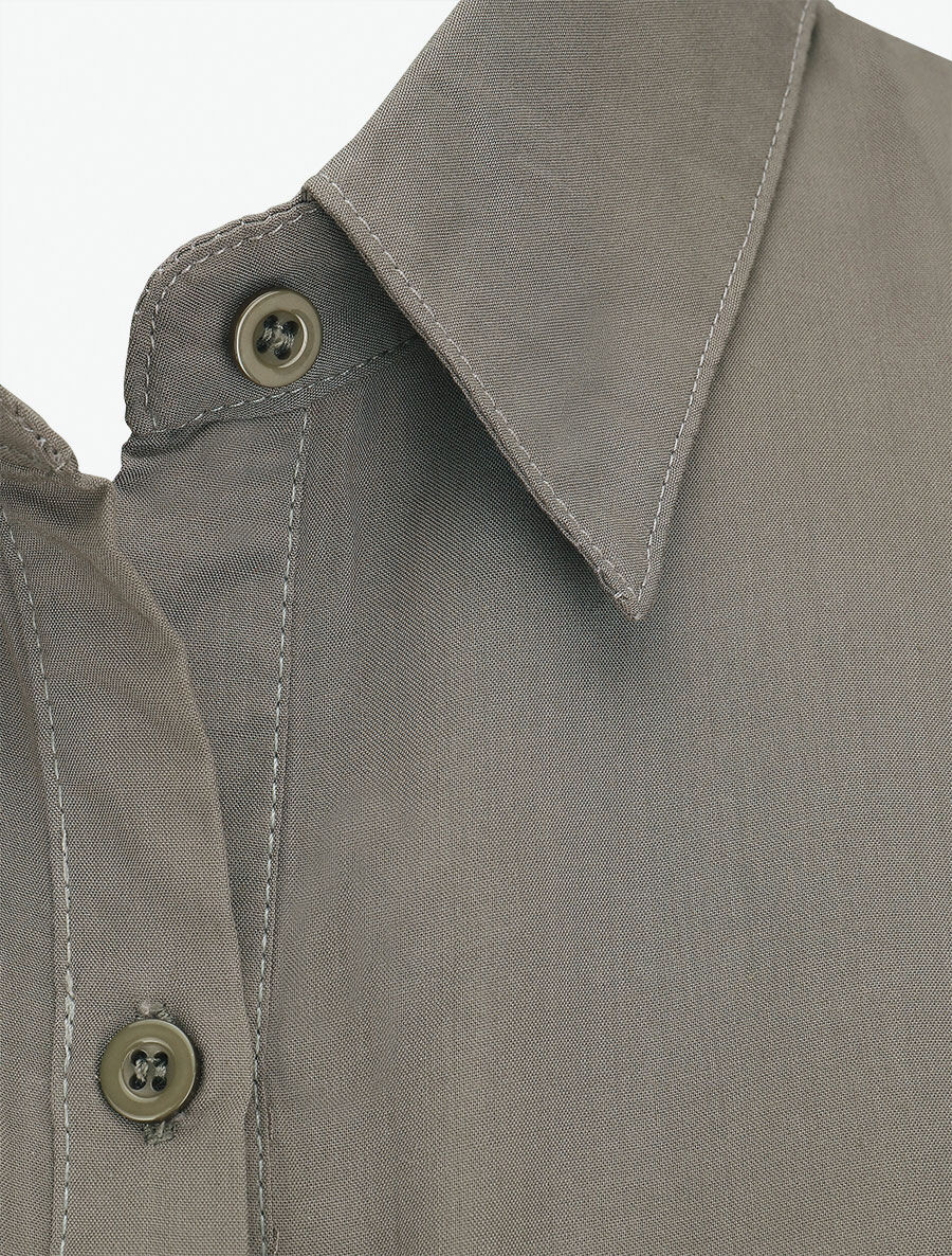 Chemise unie boutonnée à nouer - Kaki - 3