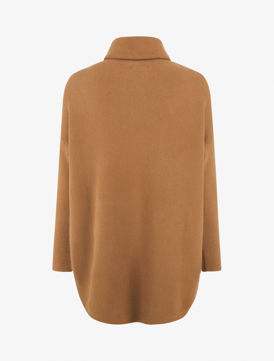 Pull ample col roulé et anneaux - Camel - 2
