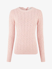 Pull droit en maille tressée et noeud au dos - Rose - 5