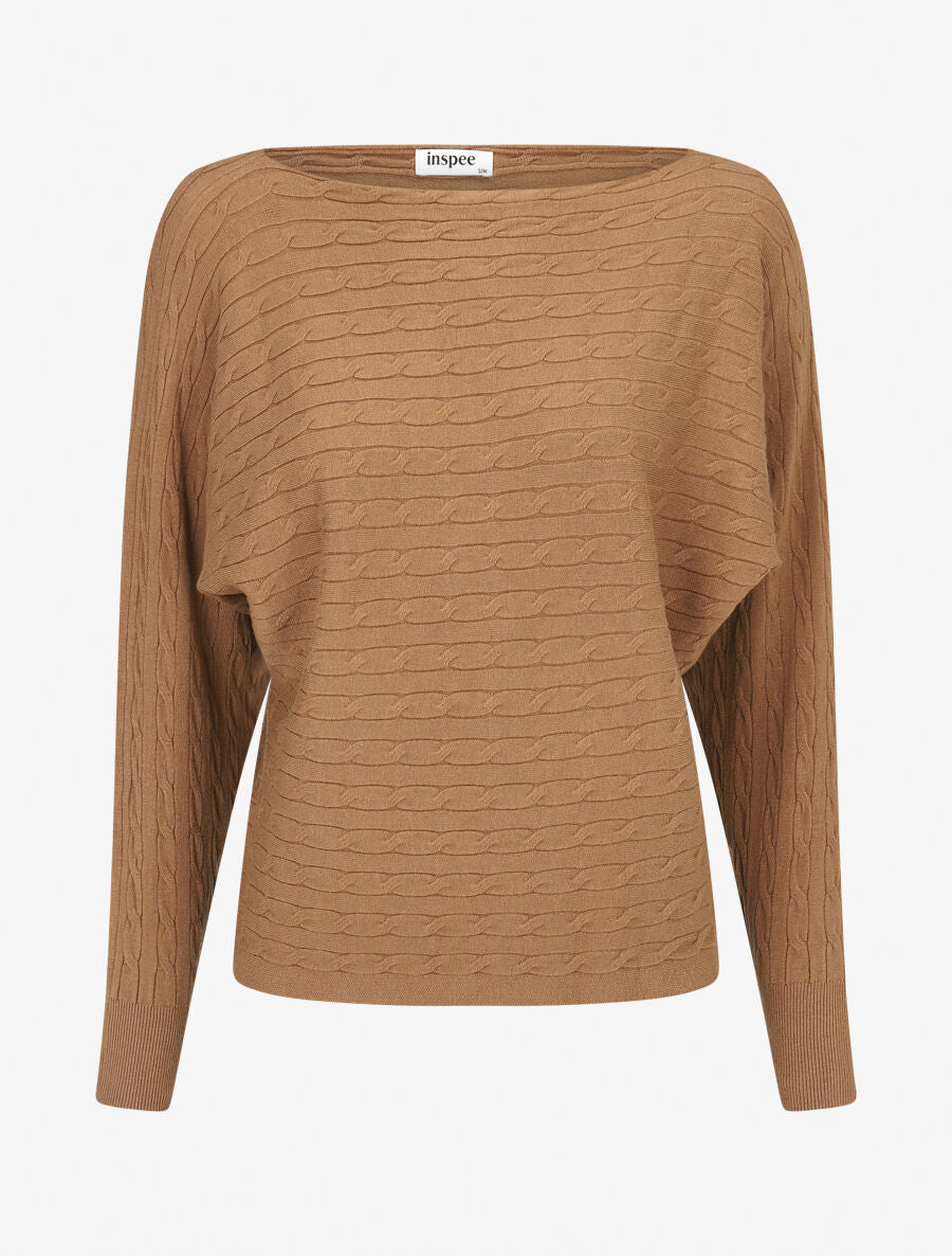 Col Bateau Pull Couleur Taupe Pull Uni à Col Bateau Camel Inspee