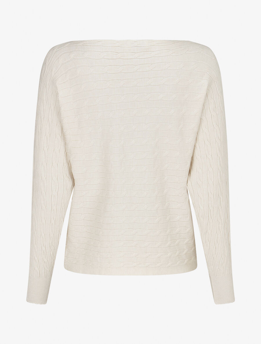 Pull uni à col bateau - Crème - 2