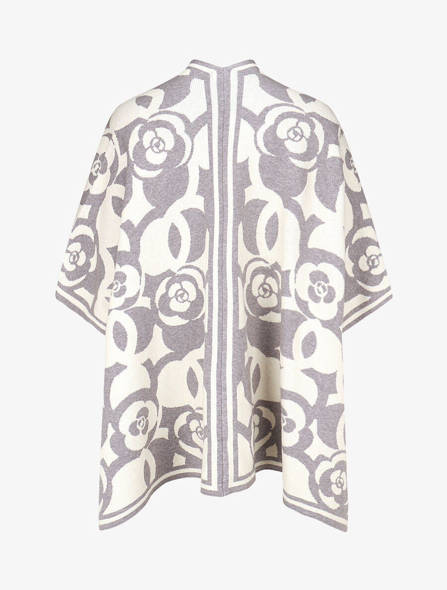 Poncho à imprimé floral - Gris - 2